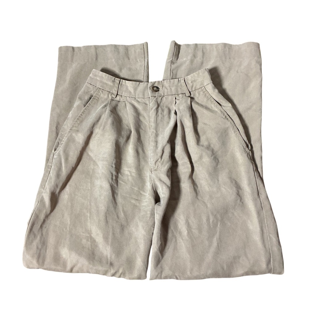 Reformation Mason Pants High‎ Waisted Wide Leg Pleated Tencel Taupe Size 2
